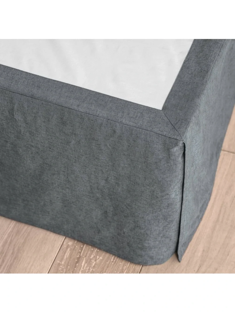 Casaluna King Linen Blend Bedskirt Dark Gray , Plain Weave, 15” Drop